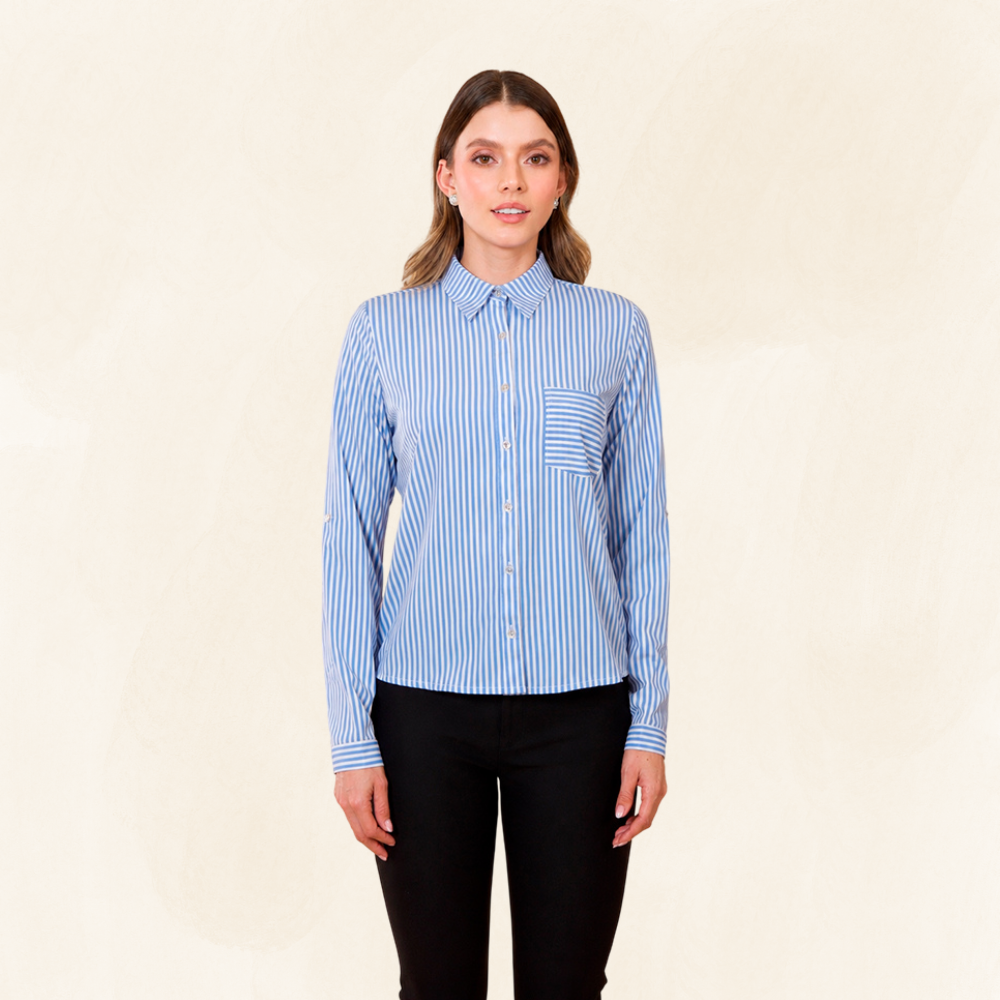 Camisa Donatella para Mujer Manga Larga Rayas