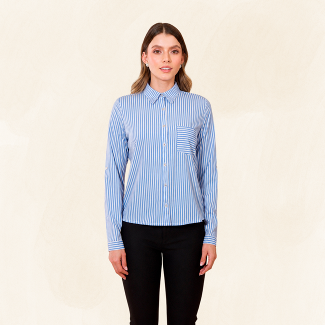 Camisa Donatella para Mujer Manga Larga Rayas